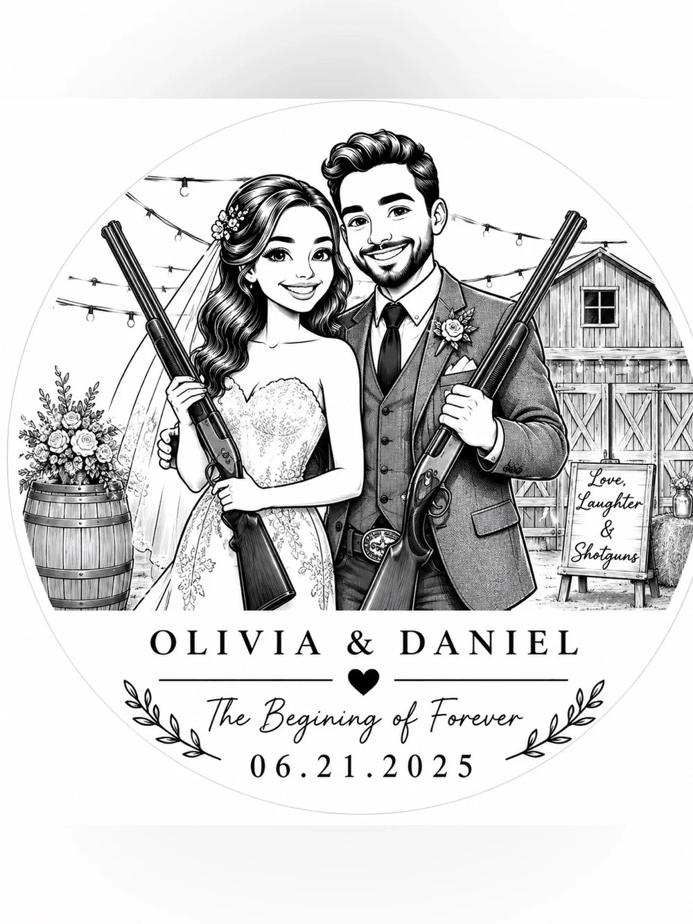500 Custom Wedding Caricature Stickers Bride Groom Favor Labels